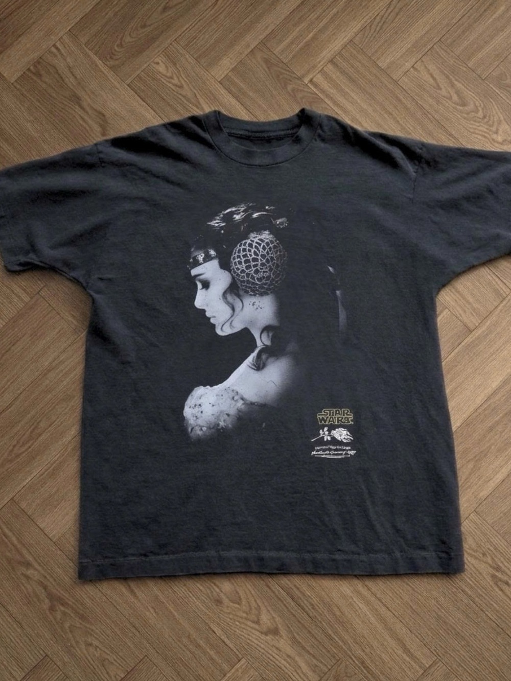 Star Wars Black Graphic Tee with White Princess Leia Portrait